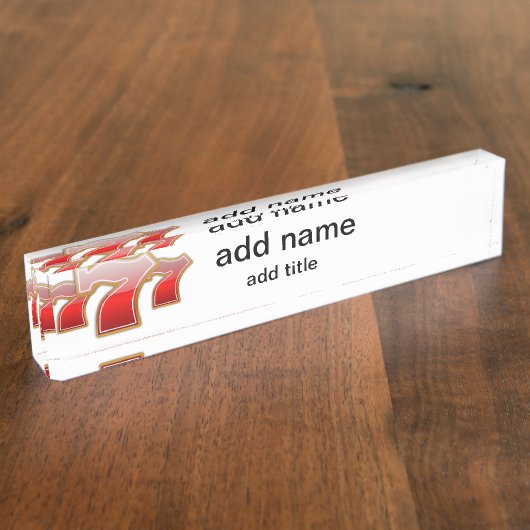 ラッキーセブン – スロットマシンのジャックポット デスクネームプレート (側面)