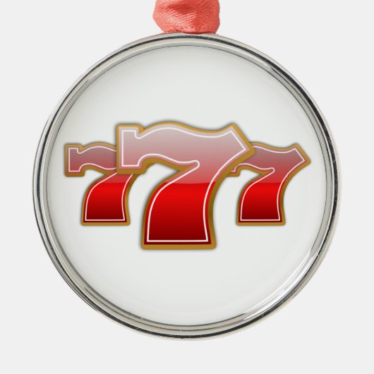 ラッキーセブン – スロットマシンのジャックポット メタルオーナメント (正面)