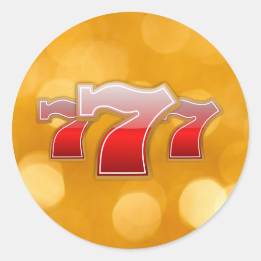 ラッキーセブン – 金色の背景の赤いセブン ラウンドシール (正面)