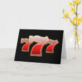 ラッキーセブン – 黒い背景の赤いセブン カード (黄色い花)