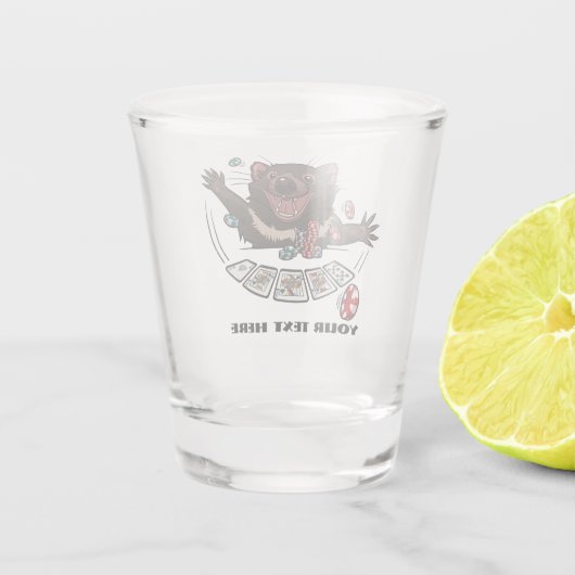 ラッキータスマニア王室のデビルフラッシュトランプのポーカー漫画 ショットグラス (裏面)