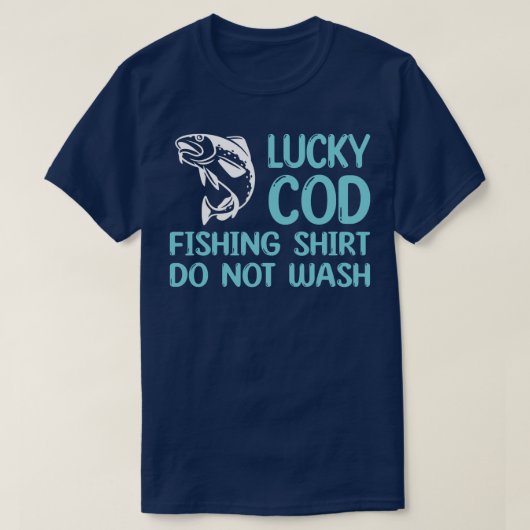 ラッキータラ魚釣りクーテ漁師デザインフィッシュ Tシャツ (デザイン正面)