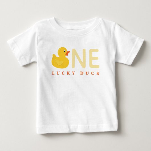 ラッキーダックのお誕生日おめでとうTシャツ ベビーTシャツ (正面)