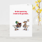 ラッキーダックのバレンタインかわいい水彩カード カード (黄色い花)