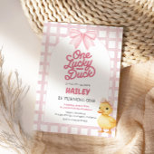 ラッキーダックのピンクの誕生日招待状（女の子用） 招待状