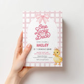 ラッキーダックのピンクの誕生日招待状（女の子用） 招待状