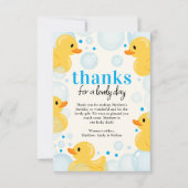 ラッキーダックのファーストバースデー感謝カード サンキューカード (正面)