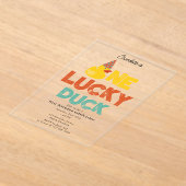 ラッキーダックの招待状 1歳の誕生日 おめでとう アクリル招待状 (レイダウン)