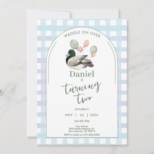 ラッキーダックの誕生日招待状(あらゆる年齢に対応) 招待状 (正面)