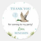 ラッキーダックボーイ誕生日 ラウンドシール (正面)