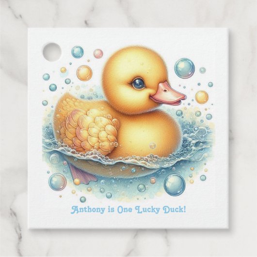 ラッキーダック1歳の誕生日パーティー フェイバータグ (正面)