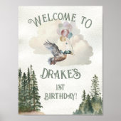 ラッキーダック1st誕生日パーティーウェルカムサイン ポスター (正面)