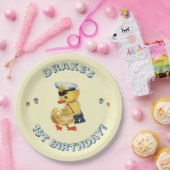 ラッキーダック1st誕生日パーティーナプキンス ペーパープレート (パーティー)