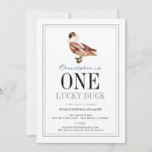 ラッキーダック クラシック ボーイ 1歳 誕生日 招待状 (正面)