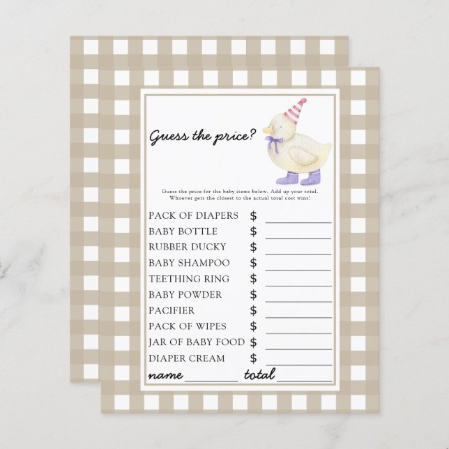 ラッキーダック – 価格を推測！ゲーム (正面/裏面)