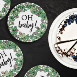 ラッキーチャームクローバーああベビーガール赤ちゃんシャワー ペーパープレート