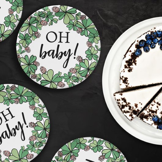 ラッキーチャームクローバーああベビーガール赤ちゃんシャワー ペーパープレート