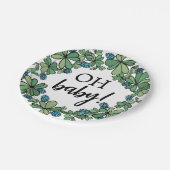 ラッキーチャームクローバーオ男の赤ちゃんベビーシャワー ペーパープレート (アングル)