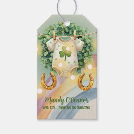 ラッキーチャームシャムロックとレインボーベビーシャワー ギフトタグ