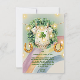 ラッキーチャームシャムロックとレインボーベビーシャワー サンキューカード