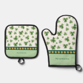 ラッキーチャームシャムロックオーブンミッツ 鍋つかみ&鍋敷きセット (正面)