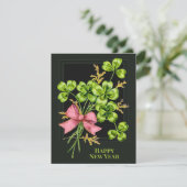 ラッキーチャームシャムロックヴィンテージかわいい幸せな新年 シーズンカード (スタンド正面)