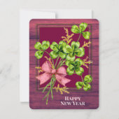 ラッキーチャームシャムロックヴィンテージかわいい幸せな新年 シーズンカード (正面)