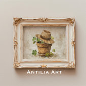 ラッキーチャームスチルライフ4リーフクローバー&シャームロック ポスター