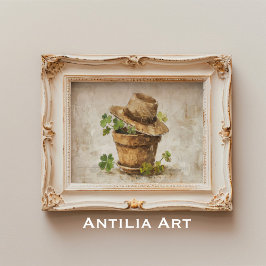 ラッキーチャームスチルライフ4リーフクローバー&シャームロック ポスター