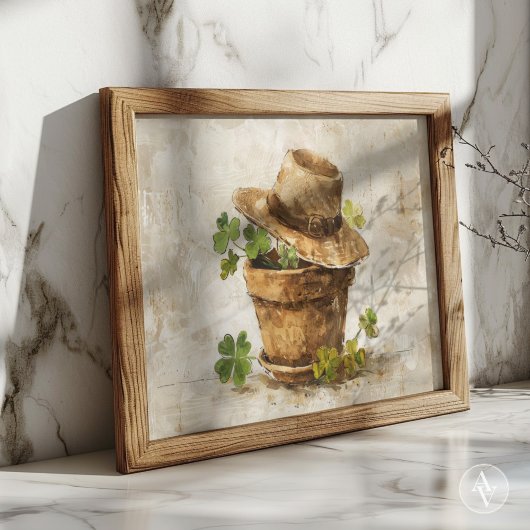 ラッキーチャームスチルライフ4リーフクローバー&シャームロック ポスター