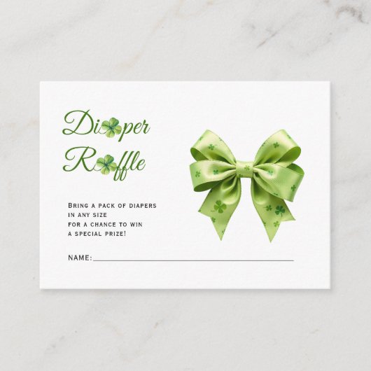 ラッキーチャームセントパトリックのおむつラッフルシャワー エンクロージャーカード (正面)