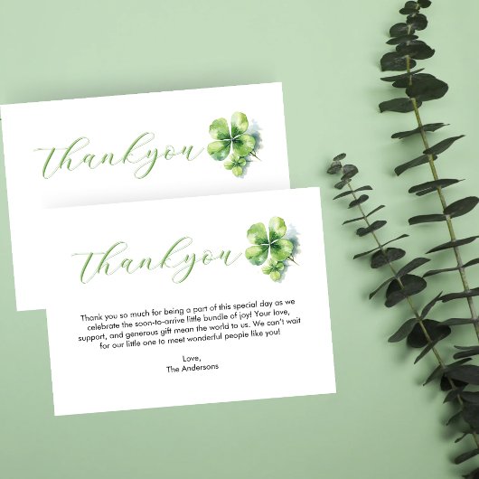 ラッキーチャームセントパトリックのベビーシャワーカーサンキュード エンクロージャーカード