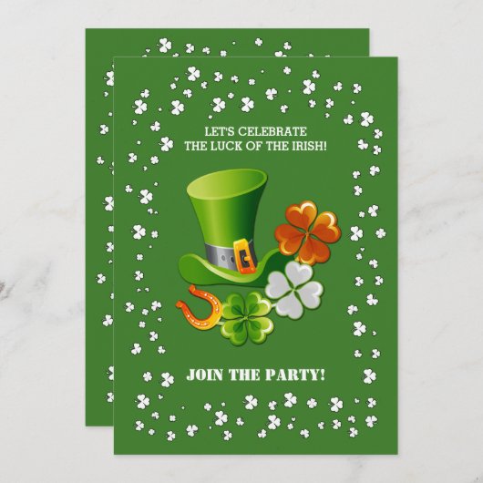 ラッキーチャームセントパトリックの日パーティー 招待状 (正面/裏面)