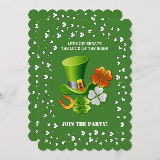 ラッキーチャームセントパトリックの日パーティー 招待状 (正面/裏面)