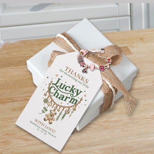 ラッキーチャームブレスレットベビーシャワーメッセージカード ギフトタグ