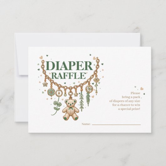 ラッキーチャームベビーシャワーおむつラッフルカード 招待状 (正面)