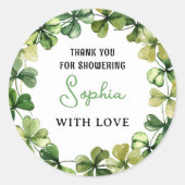 ラッキーチャームベビーシャワーシャムロッククローバー ラウンドシール (正面)