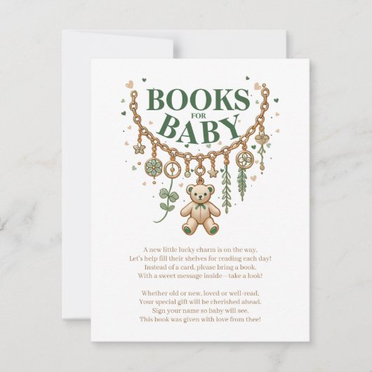 ラッキーチャームベビーシャワーブックベビーカード 招待状 (正面)