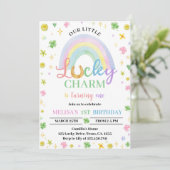 ラッキーチャームレインボーシャムロック誕生日招待状 招待状 (スタンド正面)