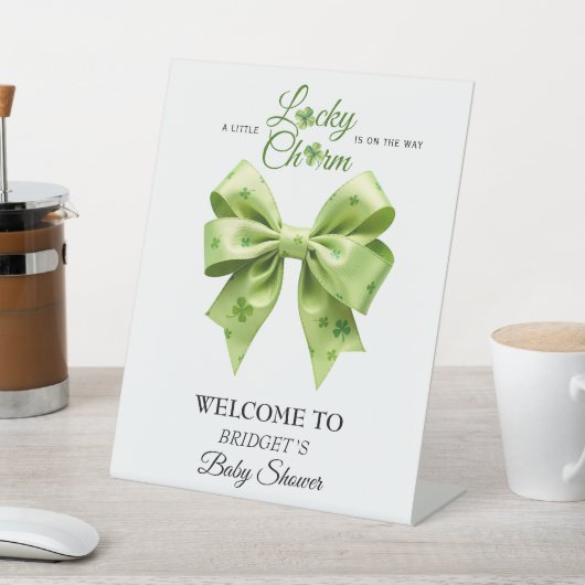 ラッキーチャーム弓アイリッシュ赤ちゃんシャワー歓迎サイン 台座サイン (インサイチュ)