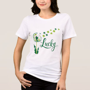 ラッキーチャーム:四葉タンポポTシャツ トライブレンドTシャツ