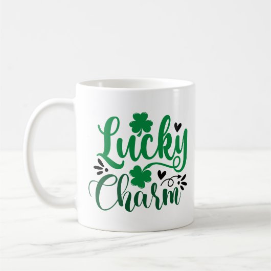ラッキーチャームSt patricks dayパーソナライズされた コーヒーマグカップ (左)