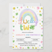 ラッキーツフォーリーフクローバー誕生日招待状 招待状 (正面)