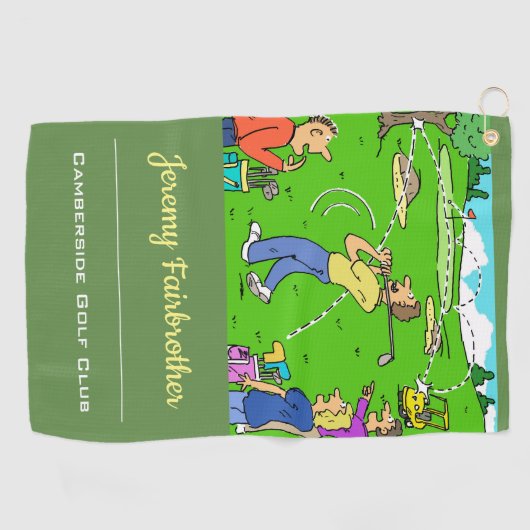 ラッキーティーオフ – ゴルフカおもしろいートゥーン ゴルフタオル (横)