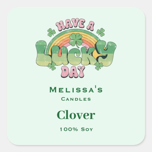 ラッキーデイレトロタイポグラフィキャンドル スクエアシール (正面)