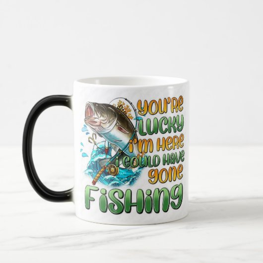 *「ラッキーデイ – ツイストで魚釣りを消す」* モーフィングマグカップ (左)