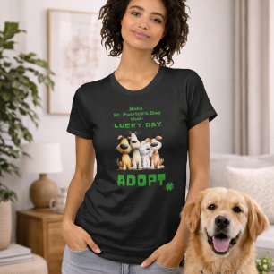 ラッキーデイ 保護犬を迎えよう かわいいセントパトリックデー Tシャツ