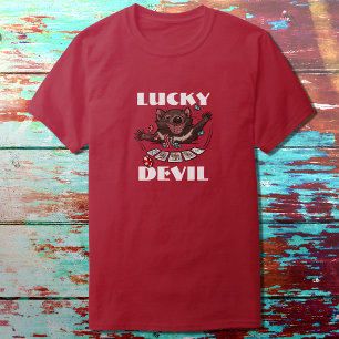 ラッキーデビルタスマニアデビルトランプのポーカープレイヤーマンガ Tシャツ