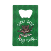 ラッキーデビルトランプのポーカーおもしろいクラブタスマニアデビルアート クレジットカード栓抜き (正面)