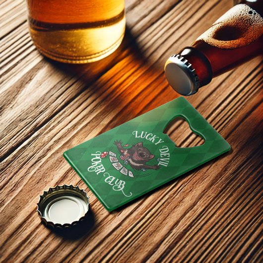 ラッキーデビルトランプのポーカーおもしろいクラブタスマニアデビルアート クレジットカード栓抜き